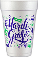 Mardi Gras Script (Purple/Green) Foam Cups