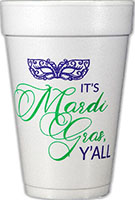 Mardi Gras Y'all (Purple/Green) Foam Cups