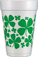 Scattered Shamrocks (Green) Foam Cups