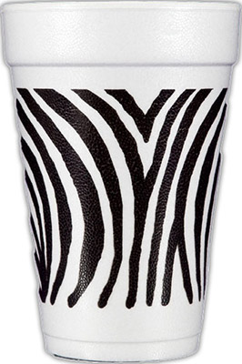 Zebra (Black) Foam Cups