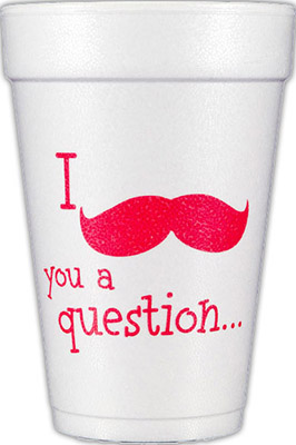 I Mustache you a question (Red) Foam Cups