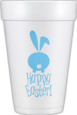 Happy Easter with Bunny (Light Blue) Foam Cups Happy Easter with Bunny (Light Blue) Foam Cups