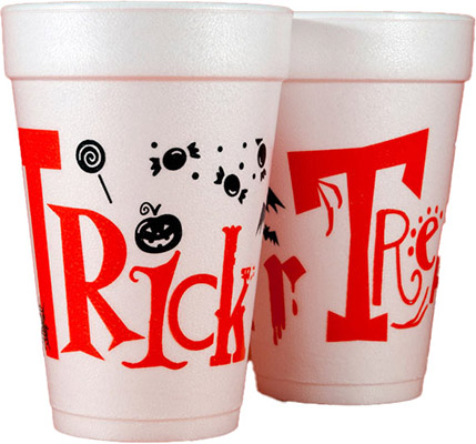 Trick R Treat (Orange/Black) Foam Cups
