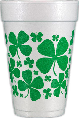 Scattered Shamrocks (Green) Foam Cups