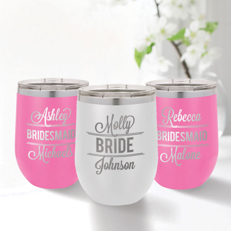 Custom Wine Tumbler, Personalized Wine Tumbler, Engraved Wine Tumbler,  Monogram Wine, Bridesmaid Tumbler, Insulated Wine, Wine Cup With Lid 