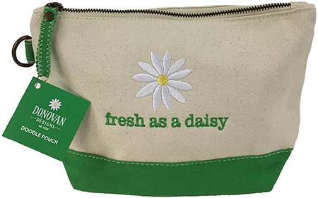 Embroidered Cosmetic Bags - Fresh As A Daisy Doodle Pouches