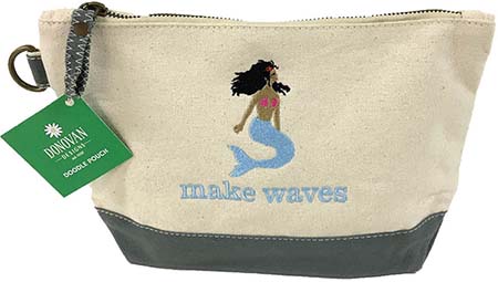 Embroidered Cosmetic Bags - Make Waves Doodle Pouches