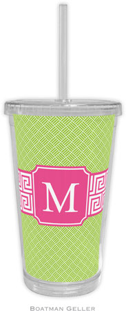Boatman Geller - Personalized Beverage Tumblers (Greek Key Band Pink Preset) Boatman Geller - Personalized Beverage Tumblers (Greek Key Band Pink Preset)
