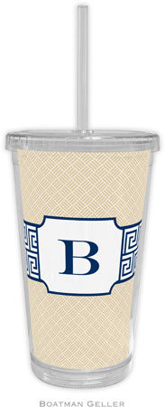 Boatman Geller - Personalized Beverage Tumblers (Greek Key Band Navy)