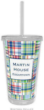 Boatman Geller - Personalized Beverage Tumblers (Madras Patch Blue) Boatman Geller - Personalized Beverage Tumblers (Madras Patch Blue)