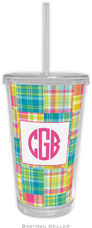 Boatman Geller - Personalized Beverage Tumblers (Madras Patch Bright)