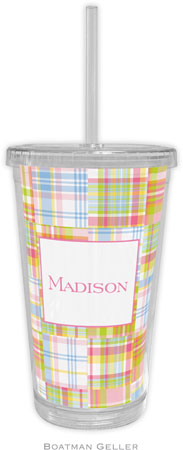 Boatman Geller - Personalized Beverage Tumblers (Madras Patch Pink)
