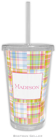 Boatman Geller - Personalized Beverage Tumblers (Madras Patch Pink) Boatman Geller - Personalized Beverage Tumblers (Madras Patch Pink)