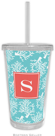 Boatman Geller - Personalized Beverage Tumblers (Coral Repeat Teal Preset)