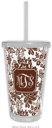 Boatman Geller - Personalized Beverage Tumblers (Classic Floral Brown Preset)