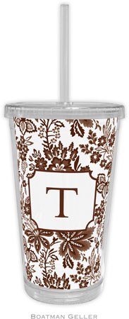 Boatman Geller - Personalized Beverage Tumblers (Classic Floral Brown)