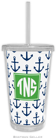 Boatman Geller - Personalized Beverage Tumblers (Anchors Navy Preset)