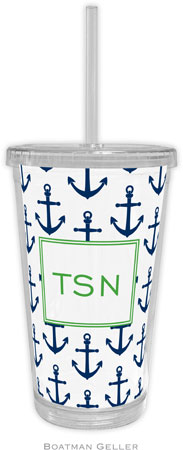 Boatman Geller - Personalized Beverage Tumblers (Anchors Navy)
