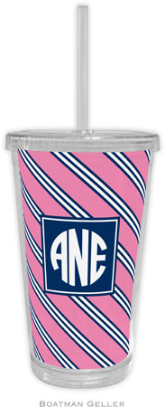 Boatman Geller - Personalized Beverage Tumblers (Repp Tie Pink & Navy Preset) Boatman Geller - Personalized Beverage Tumblers (Repp Tie Pink & Navy Preset)