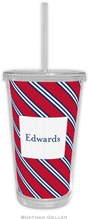 Boatman Geller - Personalized Beverage Tumblers (Repp Tie Red & Navy) Boatman Geller - Personalized Beverage Tumblers (Repp Tie Red & Navy)