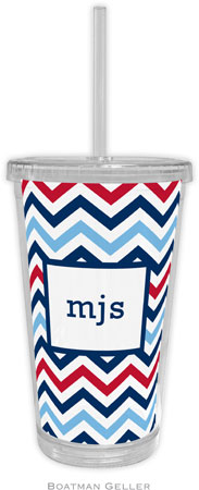 Boatman Geller - Personalized Beverage Tumblers (Chevron Blue & Red)