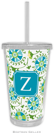 Boatman Geller - Personalized Beverage Tumblers (Suzani Teal Preset) Boatman Geller - Personalized Beverage Tumblers (Suzani Teal Preset)