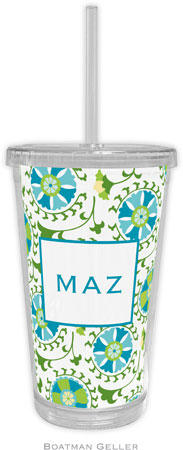 Boatman Geller - Personalized Beverage Tumblers (Suzani Teal) Boatman Geller - Personalized Beverage Tumblers (Suzani Teal)