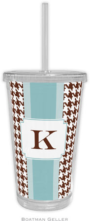 Boatman Geller - Personalized Beverage Tumblers (Alex Houndstooth Chocolate)