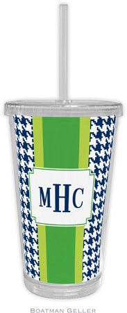 Boatman Geller - Personalized Beverage Tumblers (Alex Houndstooth Navy)