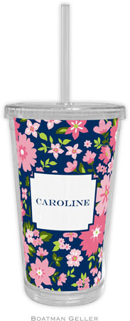 Boatman Geller - Personalized Beverage Tumblers (Caroline Floral Pink) Boatman Geller - Personalized Beverage Tumblers (Caroline Floral Pink)