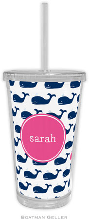 Boatman Geller - Personalized Beverage Tumblers (Whale Repeat Navy Preset) Boatman Geller - Personalized Beverage Tumblers (Whale Repeat Navy Preset)