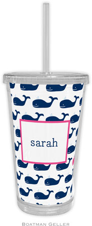 Boatman Geller - Personalized Beverage Tumblers (Whale Repeat Navy)