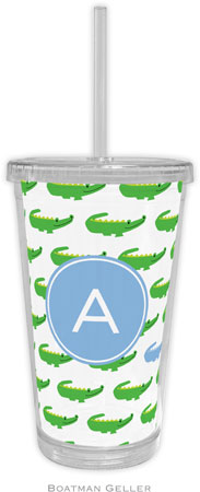 Boatman Geller - Personalized Beverage Tumblers (Alligator Repeat Blue Preset)