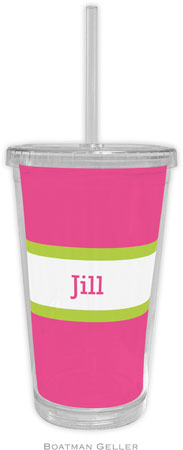 Boatman Geller - Personalized Beverage Tumblers (Stripe Raspberry & Lime) Boatman Geller - Personalized Beverage Tumblers (Stripe Raspberry & Lime)