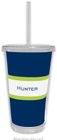 Boatman Geller - Personalized Beverage Tumblers (Stripe Navy & Lime) Boatman Geller - Personalized Beverage Tumblers (Stripe Navy & Lime)