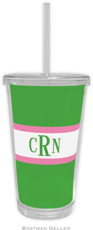 Boatman Geller - Personalized Beverage Tumblers (Stripe Kelly & Bubblegum)