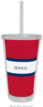 Boatman Geller - Personalized Beverage Tumblers (Stripe Red & Navy)
