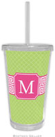 Boatman Geller - Personalized Beverage Tumblers (Greek Key Band Pink Preset)