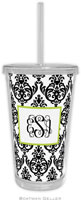 Boatman Geller - Personalized Beverage Tumblers (Madison Damask White with Black)