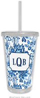 Boatman Geller - Personalized Beverage Tumblers (Classic Floral Blue)