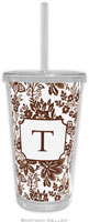 Boatman Geller - Personalized Beverage Tumblers (Classic Floral Brown)