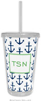 Boatman Geller - Personalized Beverage Tumblers (Anchors Navy)