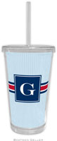 Boatman Geller - Personalized Beverage Tumblers (Seersucker Band Red & Navy)