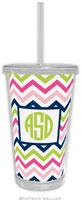 Boatman Geller - Personalized Beverage Tumblers (Chevron Pink Navy & Lime)