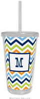 Boatman Geller - Personalized Beverage Tumblers (Chevron Blue Orange & Lime)