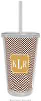 Boatman Geller - Personalized Beverage Tumblers (Herringbone Chocolate Preset)