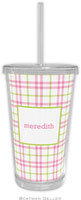 Boatman Geller - Personalized Beverage Tumblers (Miller Check Pink & Green)