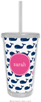 Boatman Geller - Personalized Beverage Tumblers (Whale Repeat Navy Preset)