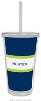 Boatman Geller - Personalized Beverage Tumblers (Stripe Navy & Lime)