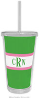 Boatman Geller - Personalized Beverage Tumblers (Stripe Kelly & Bubblegum)